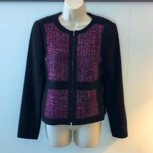 Trina Turk Designer twill block zip front jacket/blazer sz.4 EUC